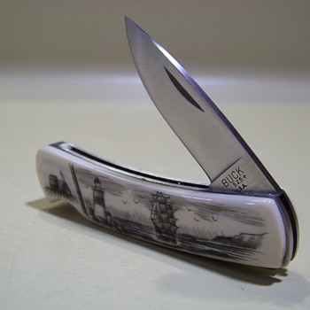 buck 525 scrimshaw pocket knife