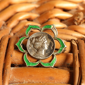 Enamel and silver victorian brooch - Fine Jewelry