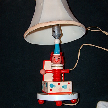 Vintage Childrens Clown in a Box Lamp with Original Lamp Shade