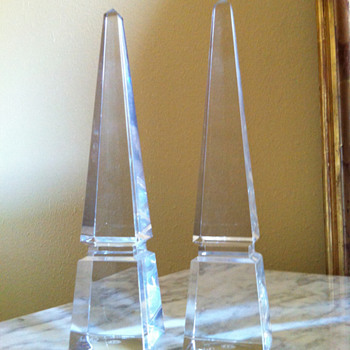 Pair of Baccarat Louxor Crystal Obelisk - Art Glass