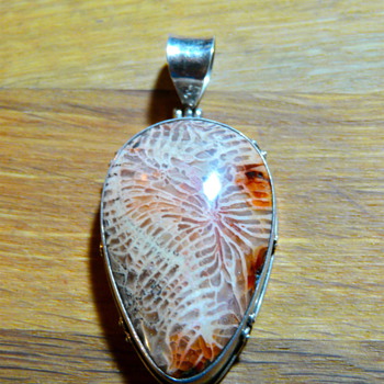 Strange stone and silver pendant - Costume Jewelry