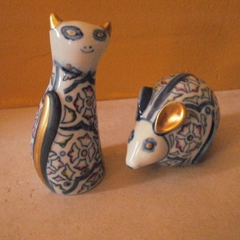 italian mouse and cat figurines - Art Pottery