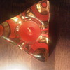 Fabulous UVH Kosta Boda painted votive in red and gold