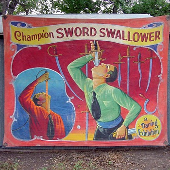 	 Vintage Side Show Banner of Swordswallower - Posters and Prints