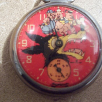Vintage Three Little Pigs and Big Bad Wolf Pocketwatch