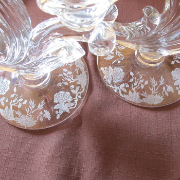 Etched Glass Candle holders - Glassware