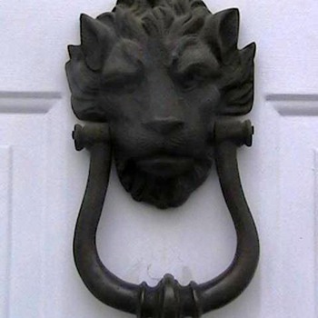 Antique Brass Lion Head Doorknocker - Victorian Era