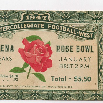 1947 Rose Bowl Ticket Stub - Football