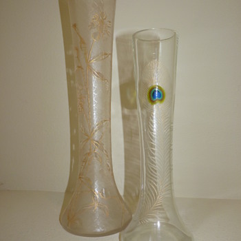 Harrach Acid cut vase with fishscale background and flowers