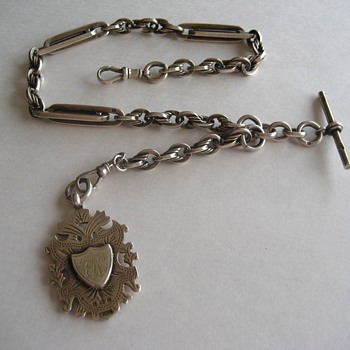 Antique Sterling Silver Albert Pocket Watch Chain And Fob - Pocket Watches