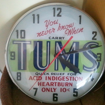 TUMS illuminated advertising display clock by Telechron