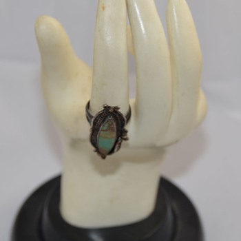 Vintage Old Pawn Ring Signed RC - Turquoise