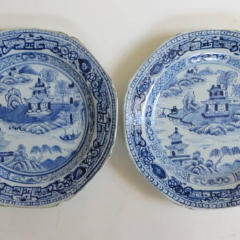 2 Antique Handpainted Chinese Plates, Unmarked, Beautiful, Canton Porcelain? - Asian