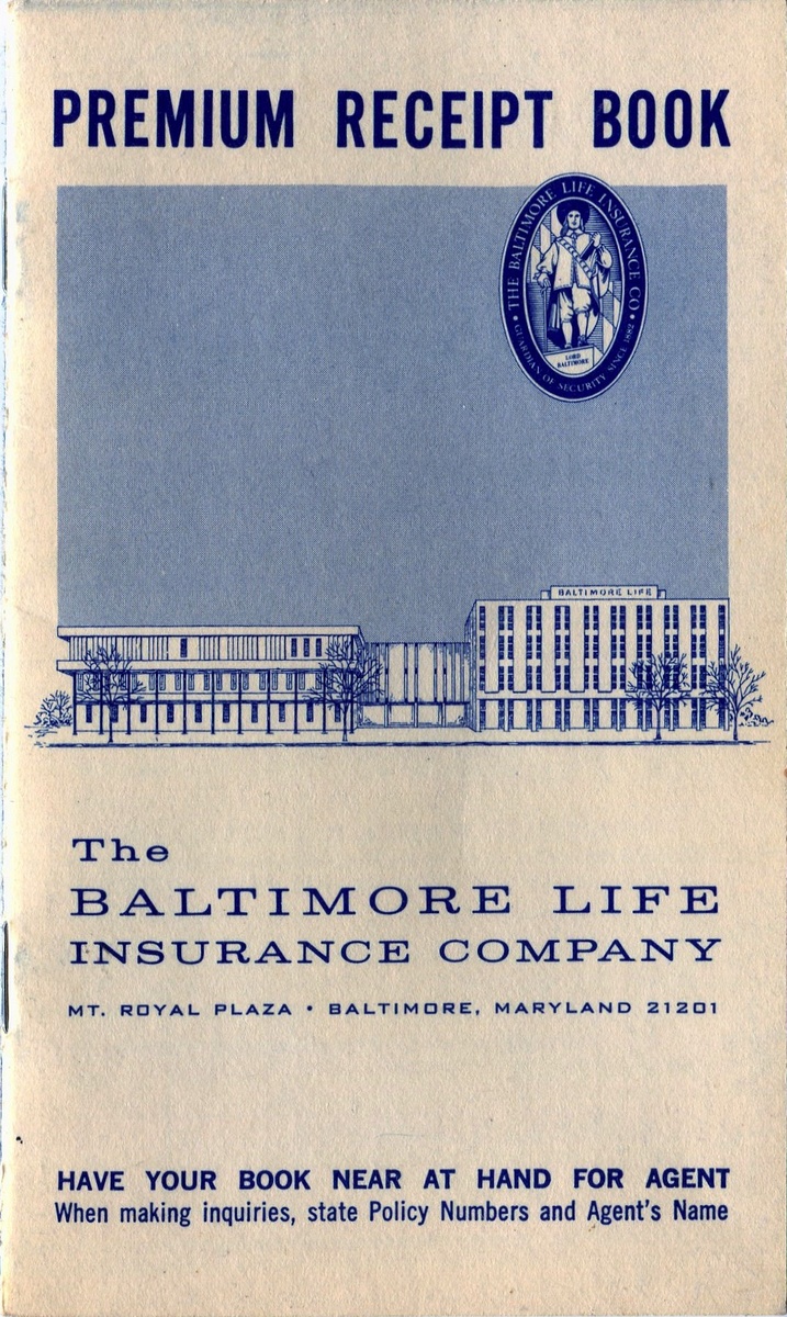 Vintage Baltimore Life Insurance Premium Receipt Book Vintage Baltimore Life Insurance Premium Receipt Book