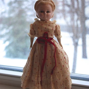 Circa Mid-1800s Wax Over Papier-Mâché Pumpkin Head Doll - Dolls