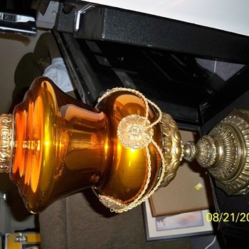 Vintage 35" Gold Lion Head lamp and shade - Lamps