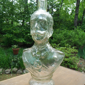 Figural glass bottle or decanter Who is this man? - Bottles