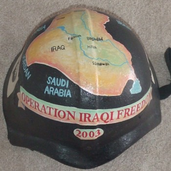Trench Art Painted Iraqi Fedayeen Helmet (OIF)