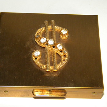 Vintage Deco Rhinestone Ladies Money Holder Goldtone - Accessories