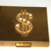 Vintage Deco Rhinestone Ladies Money Holder Goldtone