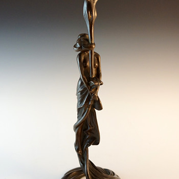 1900 Paris Gustav Gurschner Bronze Lamp Base - Art Nouveau