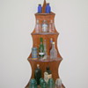 My small glass collection and Edison record on corner shelf.
