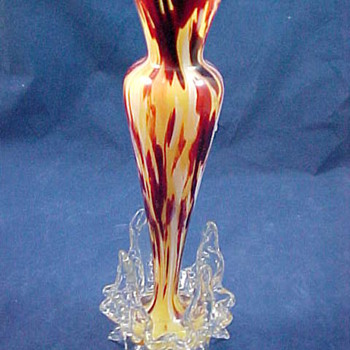 Antonin Ruckl & Sons Bohemian Oxblood Red, White, and Yellow Glass Vase and 1895 Hosch Catalog