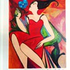 Linda Le Kinff print,   19" X 21" with frame,  9" X 10"  without frame