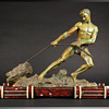 1920s Signed Alexandre Ouline Sculpture Youth Pulling a Stump