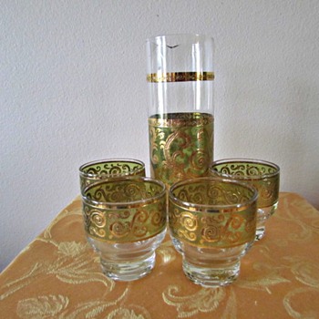 Culver Glass Bar Set in the Toledo Pattern
