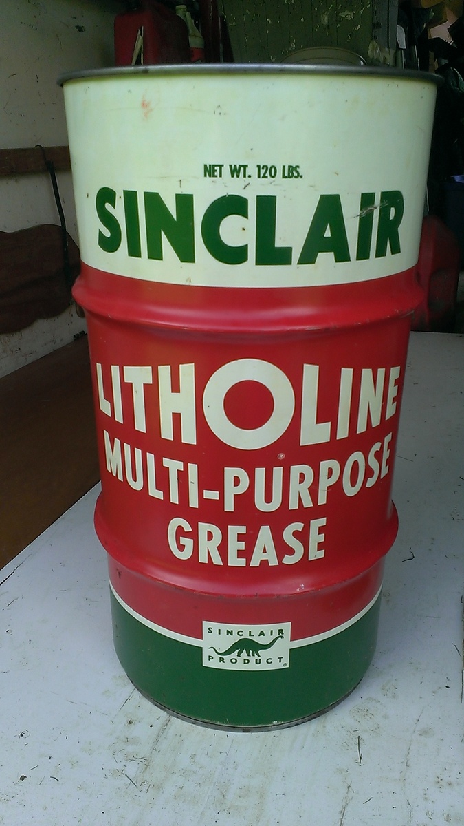 Vintage Sinclair LithOline 120lb. grease drum Collectors Weekly