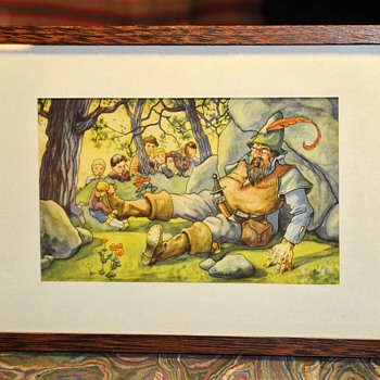 Framed Belgian Postcard - Children's Story Illustration - Postcards