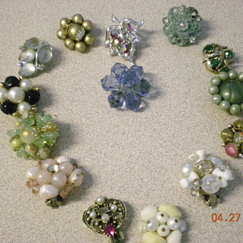 all my single clip on vintage earings and more