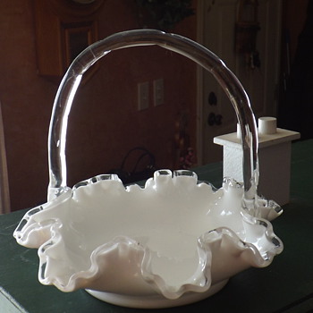 FENTON SILVER CREST BASKET - Art Glass