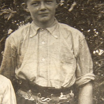 RPPC with trench art souvenir belt