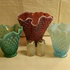 FENTON HANDKERCHIEF VASES IN THE HOBNAIL PATTERN