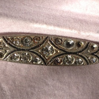 Edwardian? Silver and Crystal stone Bar Pin or Brooch - Fine Jewelry