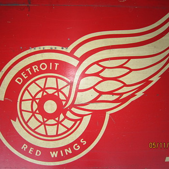 Vintage Olympia Stadium Detroit Red Wings Hockey WWJ Advertising Sign - Signs