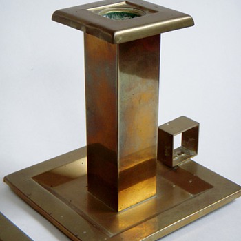Square Brass Candlesticks~Vintage w/a Beautiful Shape~Numbered w/no Maker's Mark - Arts and Crafts