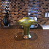Austrian Loetz-type Olive Green Iridescent Large Basket Vase