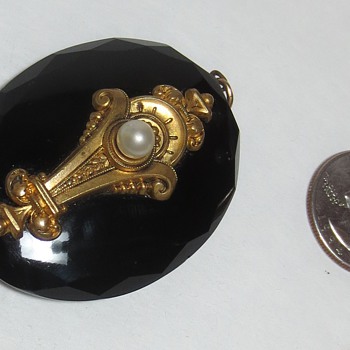 Large Victorian Mourning Faceted Locket Pendant
