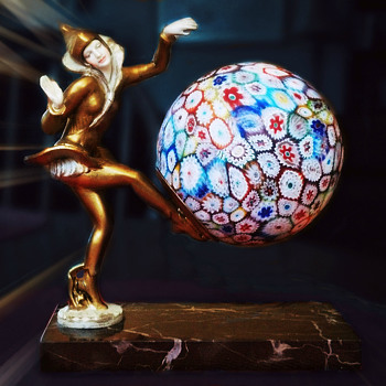 Danseuse Des Indies by Ignacio Gallo, originally circa 1925 with Millefiori Shade, NOT a Gerdago Girl - Art Deco