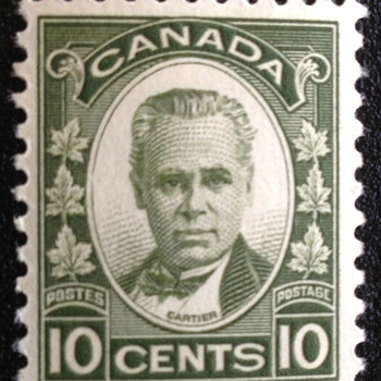 Canadian Stamp - 1935 Cartier 10c - Scott 190