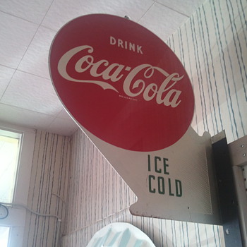 1958 coke tin "Ice cold" flange sign !! Rare?? - Coca-Cola