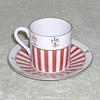 Red & White striped demitasse cup & saucer
