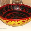 Carved Gourd Bowl Painted Yellow and Red