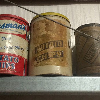 Potato chip cans, baking powder can - Advertising