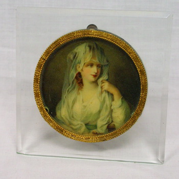 Miniature Portrait framed in Brass and Glass - Germany