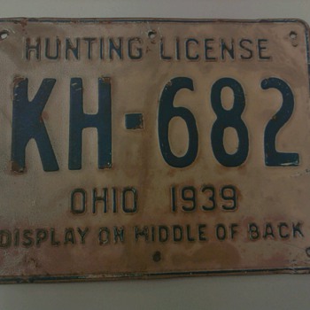 1939 Metal Ohio Hunting License - Signs