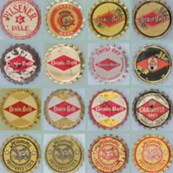 Minnesota cork backed beer caps - Breweriana